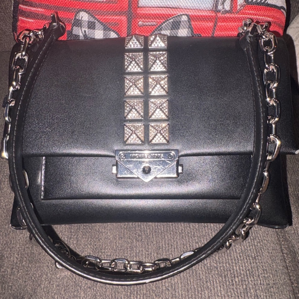 Black Studded Chain Shoulder Bag